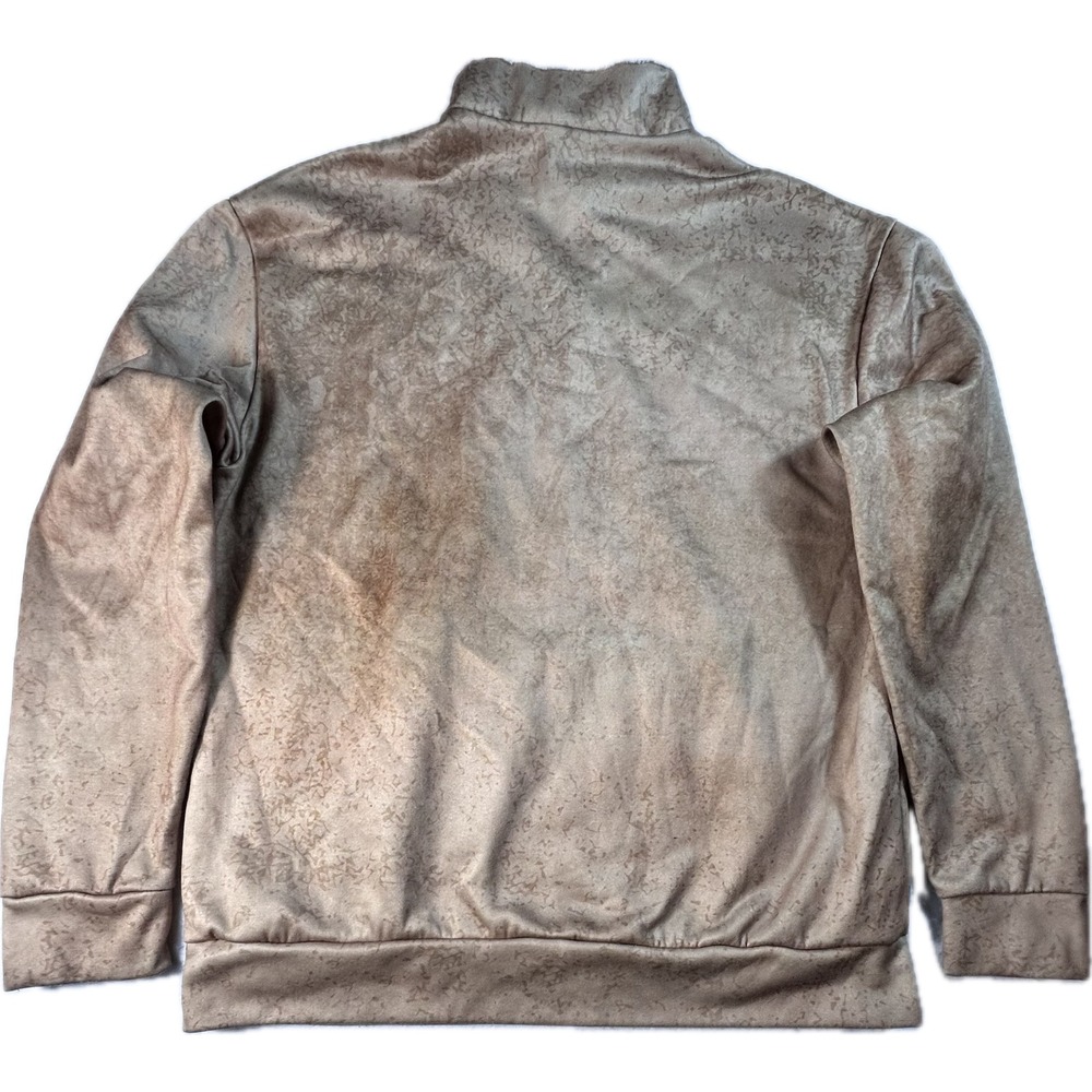 Mens Western Longhorn Skull Quarter Zip Fleece Pullover Tan XL Kangaroo Pocket - Picture 5 of 8
